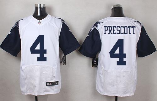 Nike Cowboys #4 Dak Prescott White Men's Stitched NFL Elite Rush Jersey - Click Image to Close